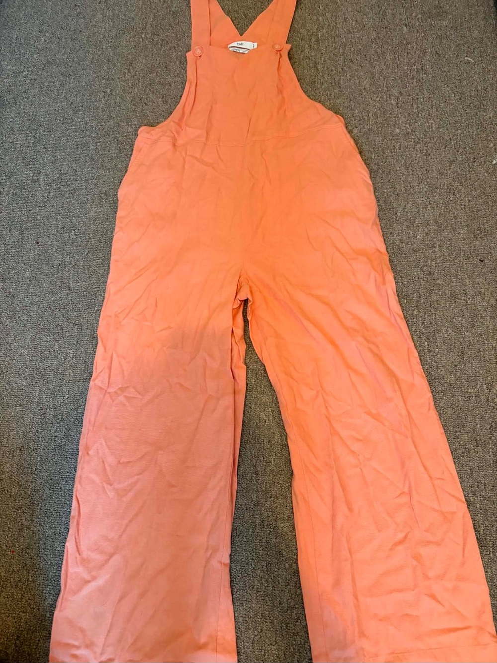 Twik Par Simons Coral Peach Orange Jumpsuit Overalls ECOVERO Planet Kind Boho - Picture 2 of 5